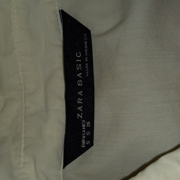 Zara Basic Indonesia SizeS White Long Sleeve Button Blouse Contoured Waist+ Hips - Picture 7 of 7